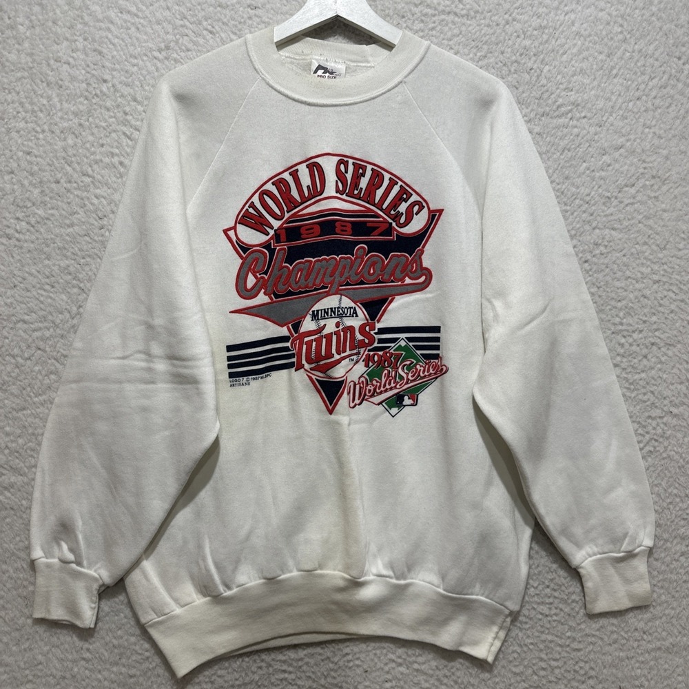 VTG 1987 Minnesota Twins World Series Sweatshirt XL White MLB Champs Crewneck